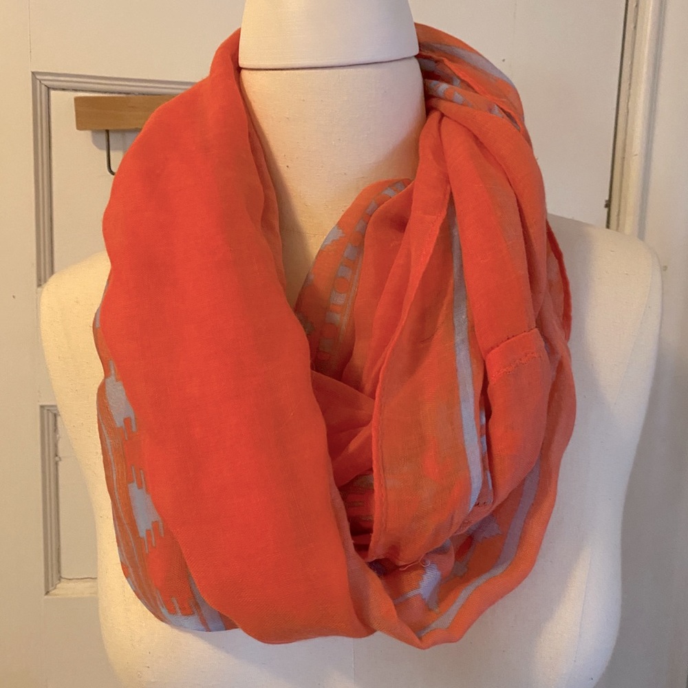Coral and blue pattern infinity scarf